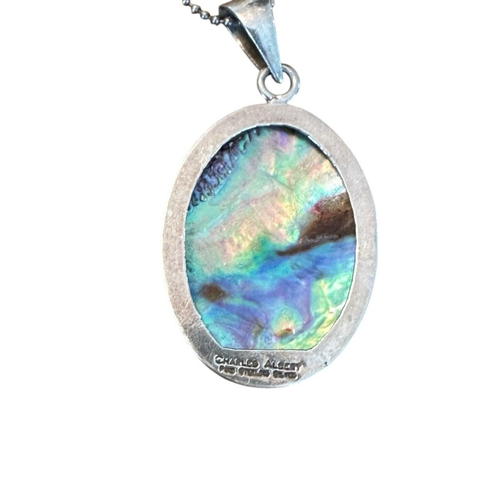 Charles Albert Sterling Silver 925 Abalone Pendant Necklace Earrings Set 18.45g - Picture 10 of 16